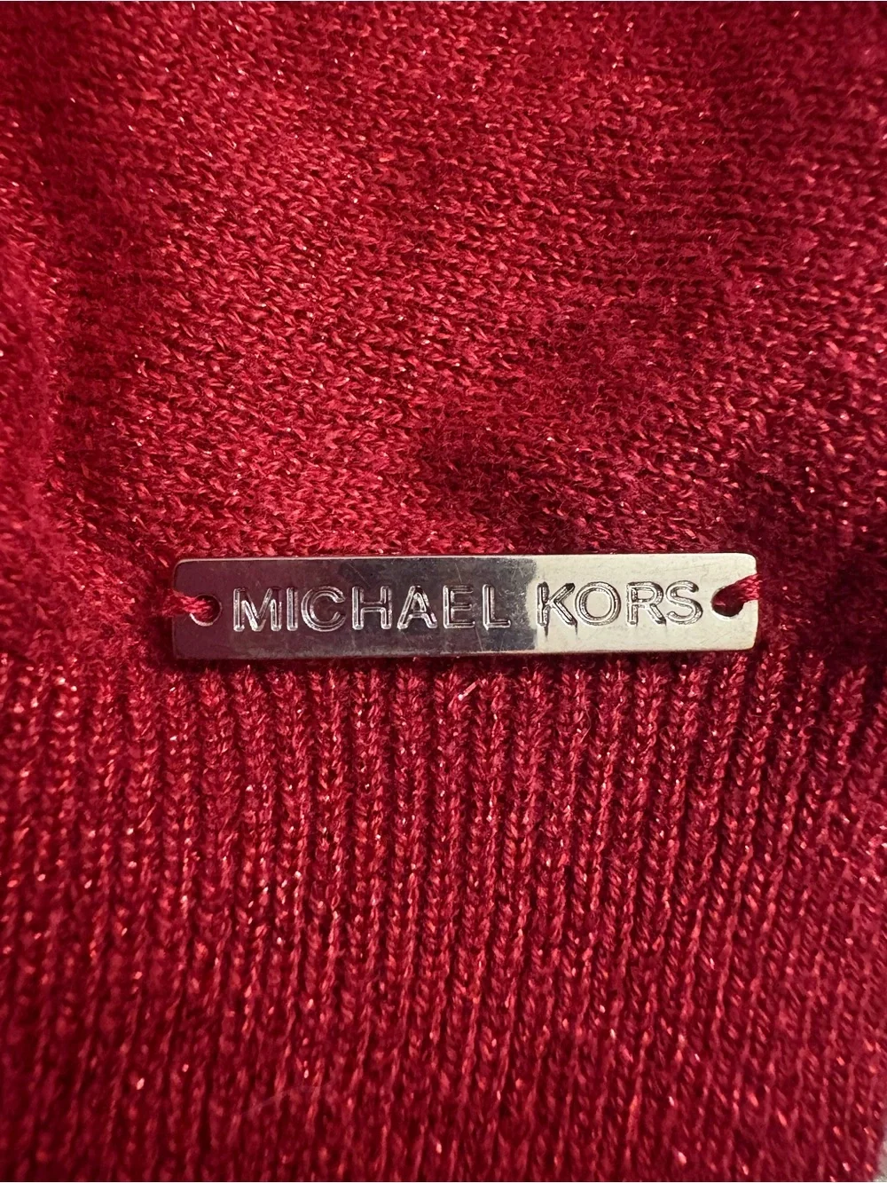 Michael Kors Draped Cowl Neck Glittered Sweater - Red